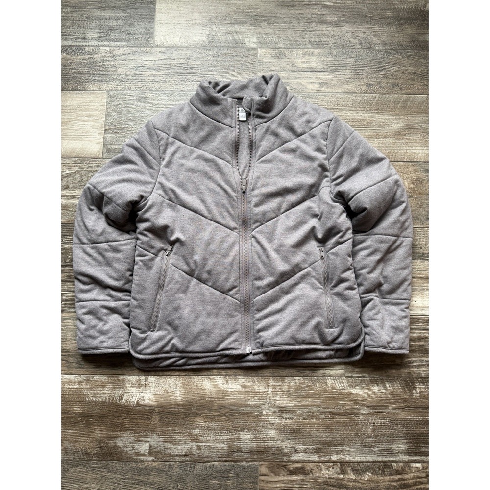 Three Dots Women's Gray Quilted Puffer Jacket Full Zip Pockets Size S